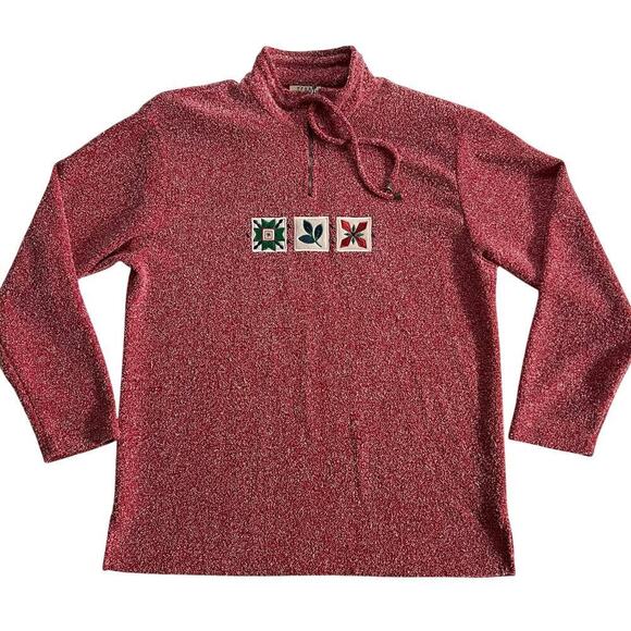 Teddi Sweaters - TEDDI Vintage Pullover Sweater Mock Neck Womens Medium 3/4 Zip Long Sleeve